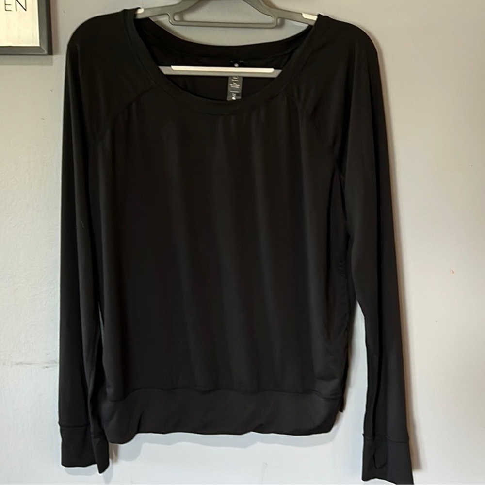YOGALICIOUS Black Long Sleeve Open Back Top Size XL